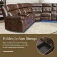 thumbnail image 4 of Hybition L-Shaped Faux Leather Sofa set, with LED Light Strips&Cup Holders, Recliners Couch-Color:Light Brown, 4 of 9