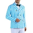 thumbnail image 4 of INSPIRE CHIC Striped Blazers for Men's Peak Lapel Sports Coat Double Breasted Business Stripes Suit Jacket XL Blue White, 4 of 6