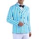 thumbnail image 4 of Blazers a rayas INSPIRE CHIC para hombres, abrigo deportivo de solapa de pico, chaqueta de traje de doble botonadura, rayas de negocios, 2XL azul y blanco, 4 of 6