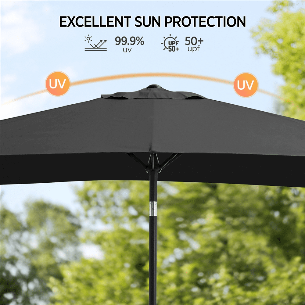 Renwick Outdoor Rectangular Patio Umbrella with Adjustable Canopy, Black