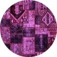 thumbnail image 1 of Ahgly Company Indoor Round Patchwork Purple Transitional Area Rugs, 7' Round, 1 of 4