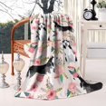 thumbnail image 2 of Husky and Pink Pioneer Flower Blanket,Comfortable Soft Lamb Wool Throw Blanket,All Season,Warm Lightweight Blankets for Sofa Bed Couch Living Room Chair,60"x80", 2 of 4