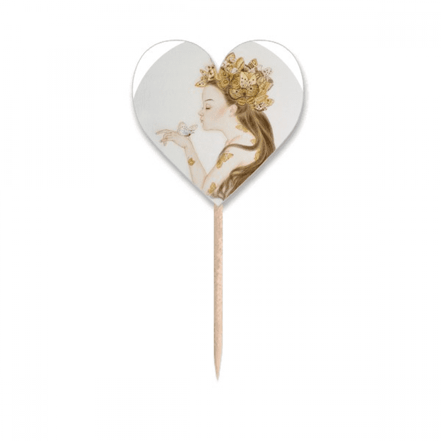 Pretty Girl Chinese Painting Toothpick Flags Heart Lable Cupcake Picks