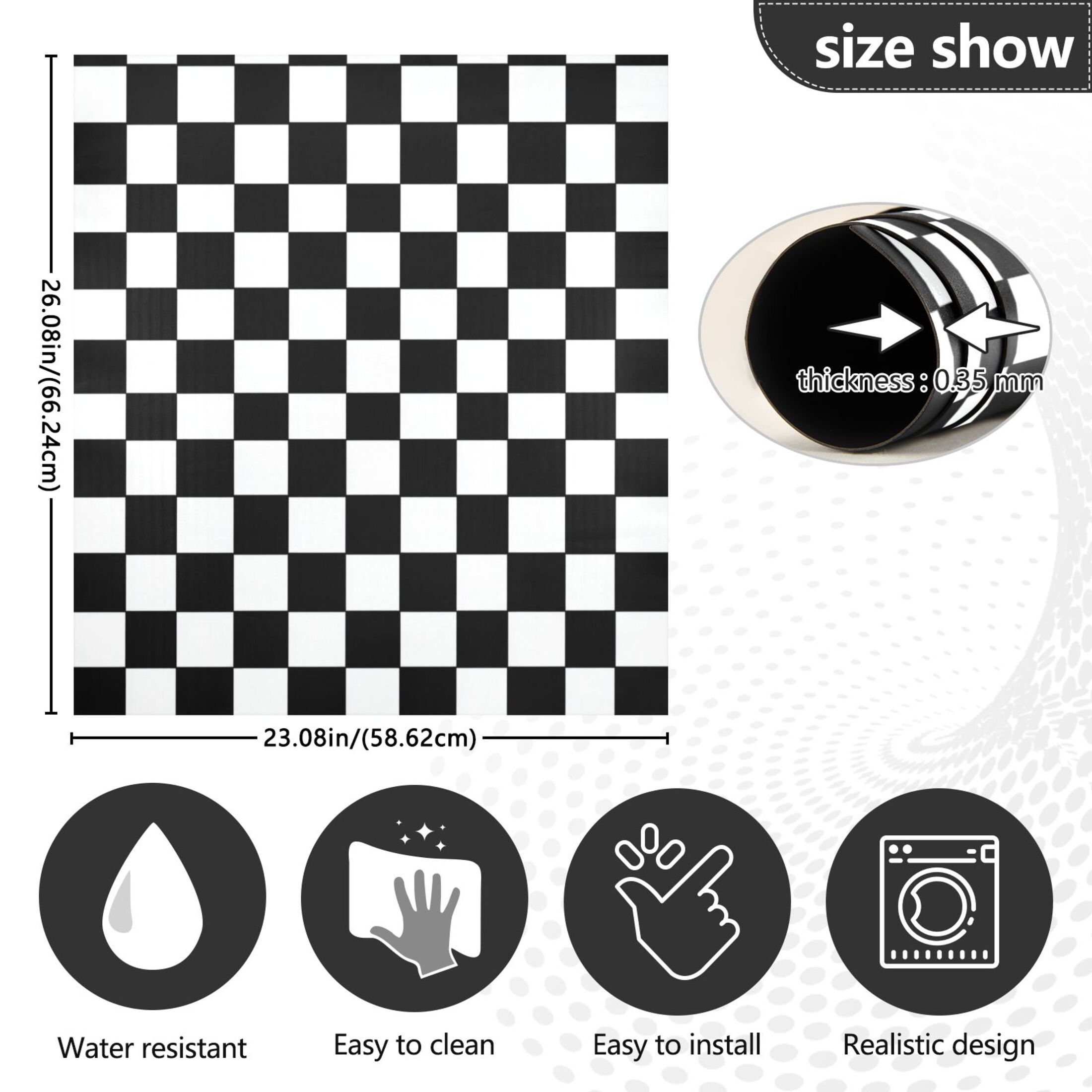 Dishwasher Magnetic Refrigerator Magnet Cover Sticker Home Decorative 23"x26" Classic Black-and-white Checkered Pattern