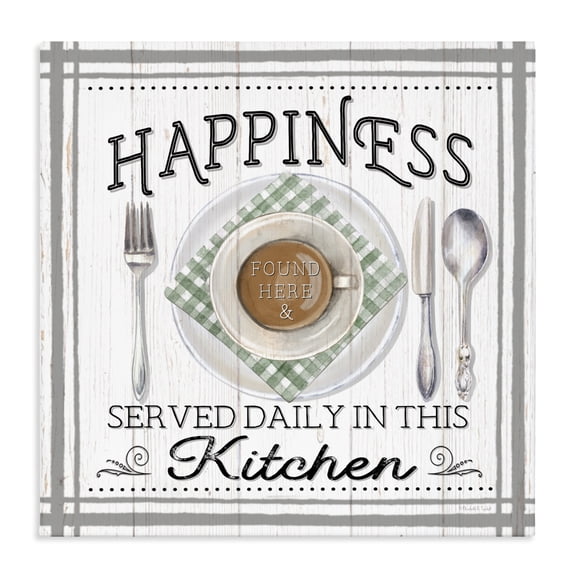 Stupell Industries Rustic Lodge Happiness Served in Kitchen Canvas Art, 17 x 17, by Elizabeth Tyndall