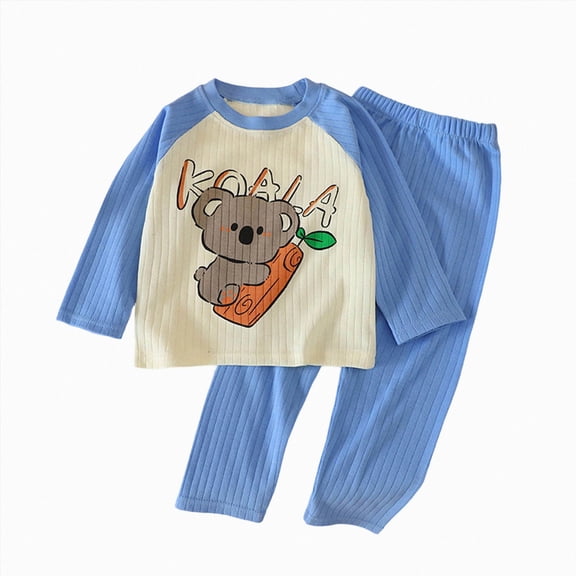 masbird 2 Pieces Boys Girls Pajamas Toddler Long Sleeve Cotton Pjs Kids Sleepwear Sets 6-12 Months 12-24 Months 2t 3t 4t 5t 6t 7t 8t 9t(Sky Blue,4-5 Y)