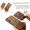 thumbnail image 4 of ELEHOLD Case for Samsung Galaxy A15, Slim Magnetic Wallet Case with Ring Stand Credit Card Holder,Brown, 4 of 6