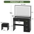 thumbnail image 5 of Uforic Black Makeup Vanity Desk with Lighted Mirror and Storage, 4 Drawers, 5 of 9
