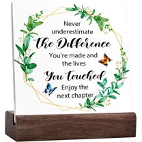Personalize Retirement Gifts For Women Men,Never Underestimate The Difference You Made Ceramic Table Sign Desk Decor,Farewell Gifts Going Away Gift For Coworker Colleagues Friends Retirees