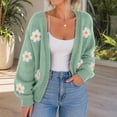 thumbnail image 3 of Lutiedan Knit Cardigans for Women Daisy Floral Open Front Cardigan Sweater Long Sleeve V Neck Fall Sweater Coats S-L, 3 of 8