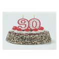 thumbnail image 1 of 90th Birthday Cutting Board, Birthday Cake with Tasty Cherries Burning Candles and Number 90, Decorative Tempered Glass Cutting and Serving Board, Large Size, Red Brown White, by Ambesonne, 1 of 1