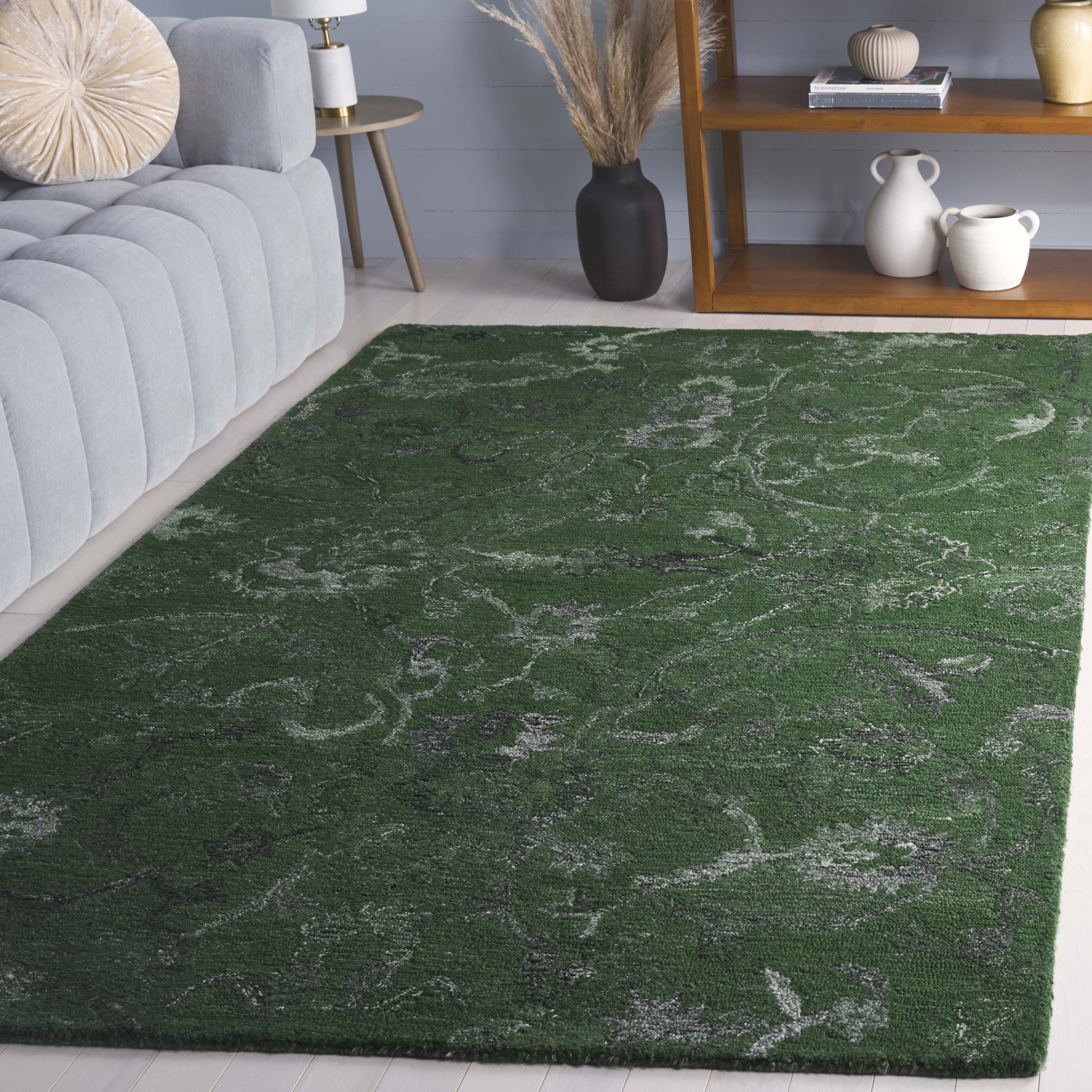 SAFAVIEH Anatolia Jamaar Floral Area Rug, Dark Green, 6' x 6' Square