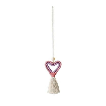 

Dtydtpe valentines day decor Hand Woven Car Pendant For Valentine S Day Diy Tel Heart Shaped Love European And American Knitting Heart Car Pendant