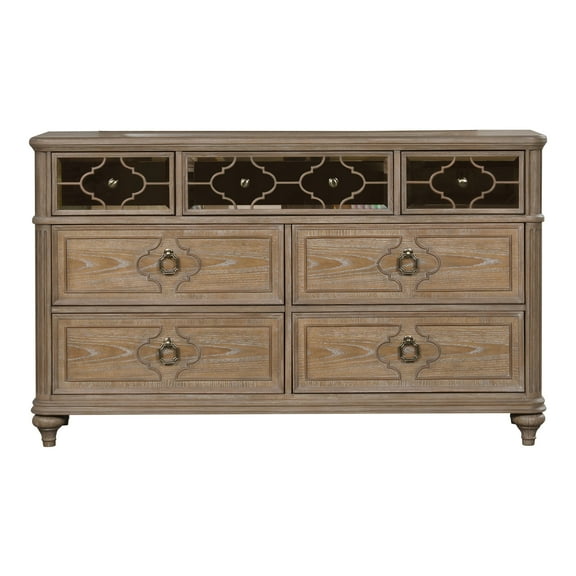 Furniture of America Jares Adult Transitional 7-Drawer Dresser, Rustic Oak
