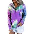 thumbnail image 2 of Tops for Womens Winter Loose Fit Hooded Long Sleeve Blouson One Shoulder Drawstring Solid Color Leisure Polyester Hoodies Sweatshirts(Purple,XXL), 2 of 7