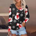 thumbnail image 2 of Kddylitq Women Christmas Tree T-Shirt Merry Christmas Cute Print V Neck Top Casual Holiday Xmas Long Sleeves Gifts Shirts Tops Navy XL, 2 of 5