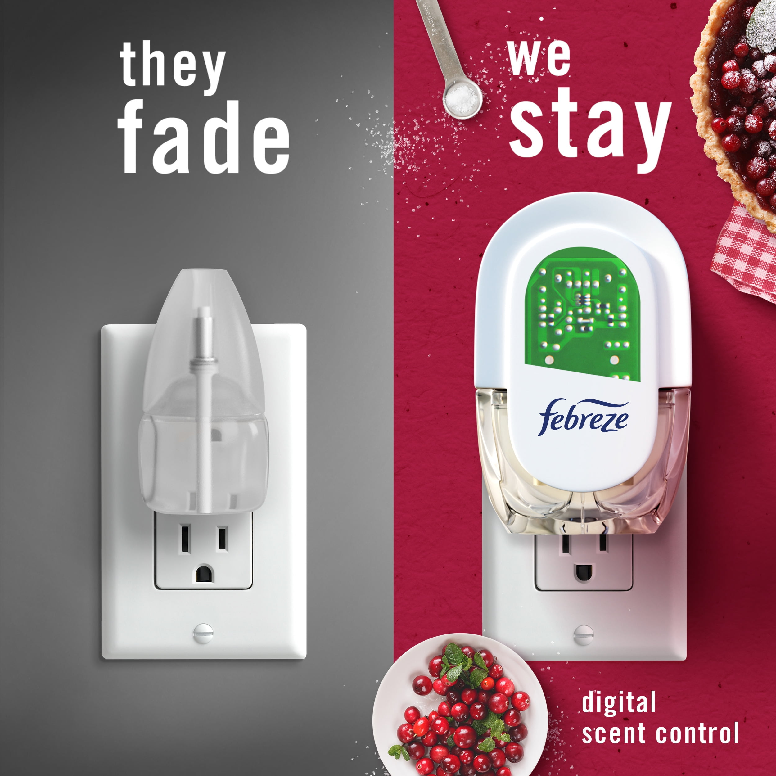 (4 pack) Febreze Plug Refill Odor-Fighting Air Freshener Cranberry Crumble Scent, 1 Count, 0.87 fl oz