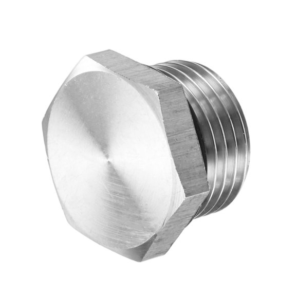1-Pack Outer Hex Head Thread Pipe Plug Fitting, 1/2 NPT Male 304 Stainless Steel Solid Thread Bung Plug with Sealing Ring