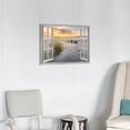 thumbnail image 5 of Open Window Canvas Wall Art: Sunset Coastal Beach Scenery Fake Window View Picture Blue Ocean Waves Seascape Painting Nautical Sailboats Prints Modern Natural Sea Landscape Artwork for Bedroom, 5 of 6