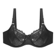 thumbnail image 4 of Plus Size Women Lace Gather Push Up Bra Underwire Embroidery Floral Adjustable Straps D-cup Bra 34-46, 4 of 8