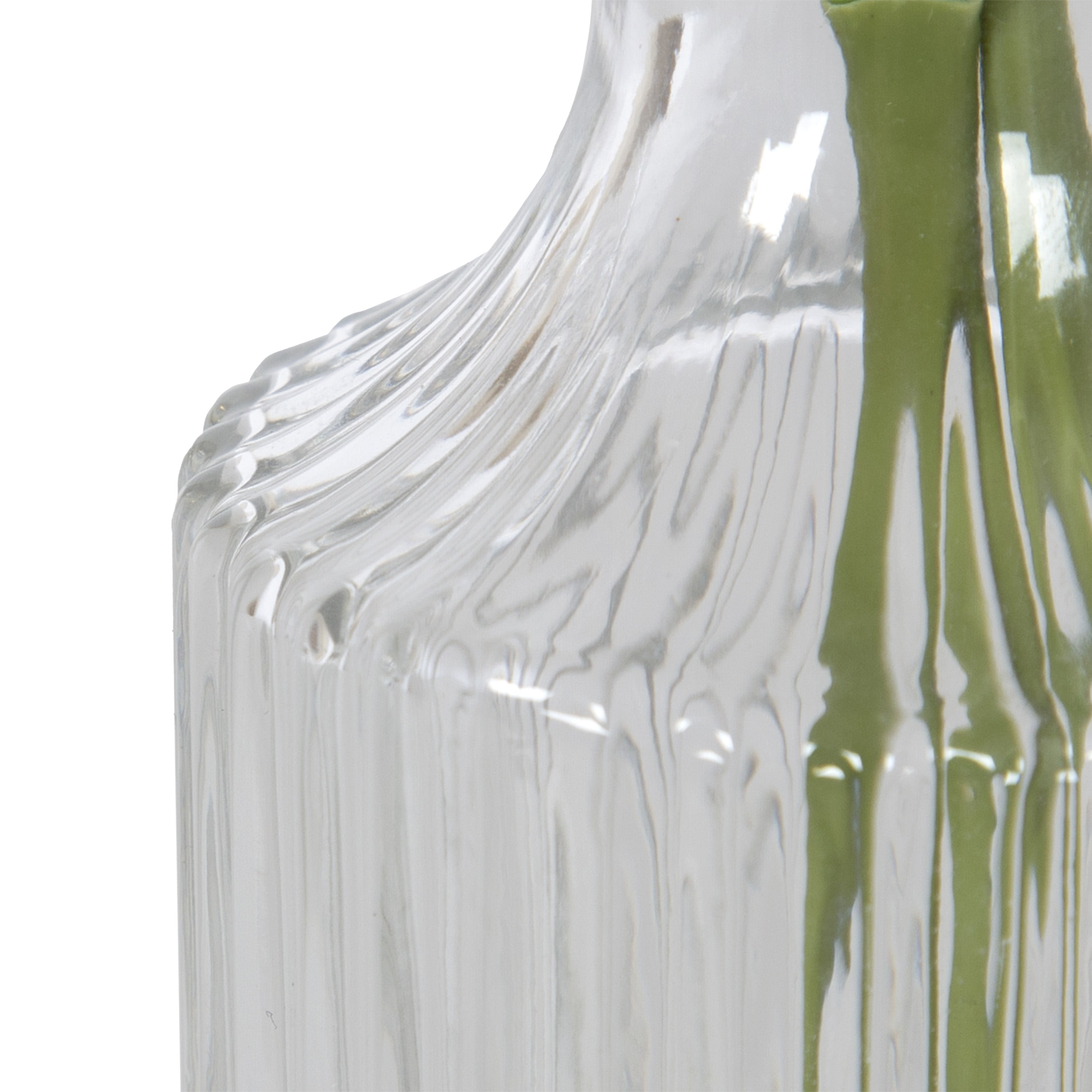 Mainstays 10.5" Artificial Lavender Flower Stems in Ribbed Glass Vase