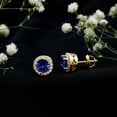 thumbnail image 4 of Rosec Jewels Lab Grown Blue Sapphire Stud Earrings for Women - 6 mm - AAAA Grade - Sapphire Moissanite Earrings with Screw Back, 10K Yellow Gold, 4 of 8