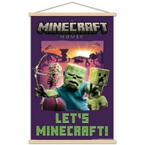 A Minecraft Movie - Zombie, Creeper, Skeleton Wall Poster with Magnetic Frame, 22.375" x 34"