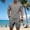 Gray, variant on Men's 2 Pieces Linen Set Lace up Henley Shirt Short Sleeve and Medieval Viking Pirate Shorts Summer Beach Yoga Matching Outfits Big and Tall Size S-3XL White
