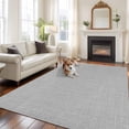 thumbnail image 4 of 8x10 Washable Area Rug, Vintage Linen Non-Slip Extra Large Rectangle Rug for Living Room Bedroom, Pastoral Grey Linen Texture Farmhouse Indoor Floor Mat for Home Decor, 4 of 9