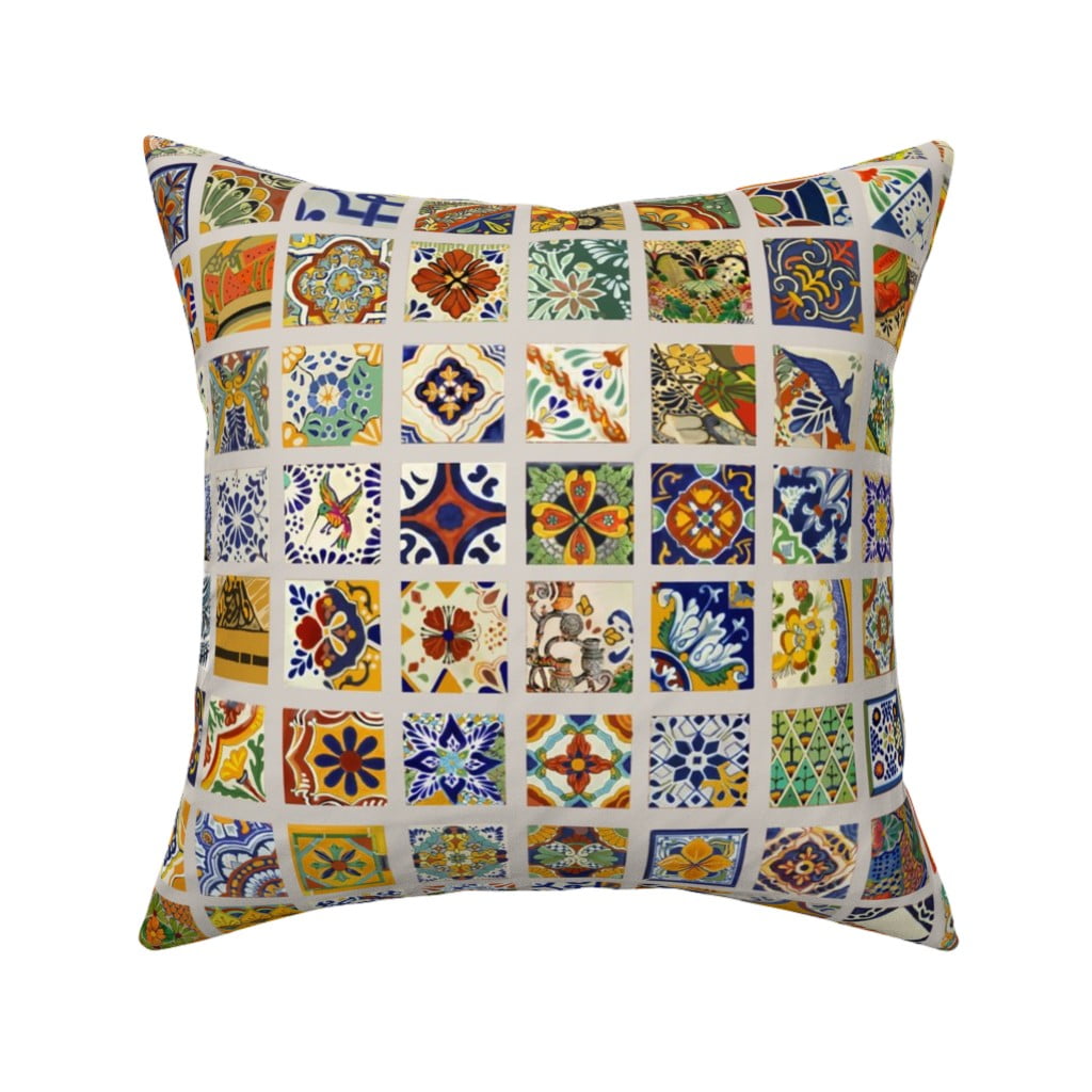 Moroccan Tile Painted Throw Pillow Cover w Optional Insert by Roostery 