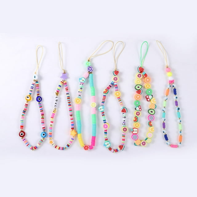 Phone Chain Hanging Beads Pendant Mobile Strap Lanyard Strap Colorful Phone Lanyard Colorful Decoration Phone Cord Rope, Type 5