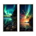 thumbnail image 2 of Designart "Magical Aurora Borealis Serene Arctic Lake VI" Northern Lights Framed Wall Art Set Of 2 - Traditional Green Framed Canvas Set For Living Room Decor, 2 of 6