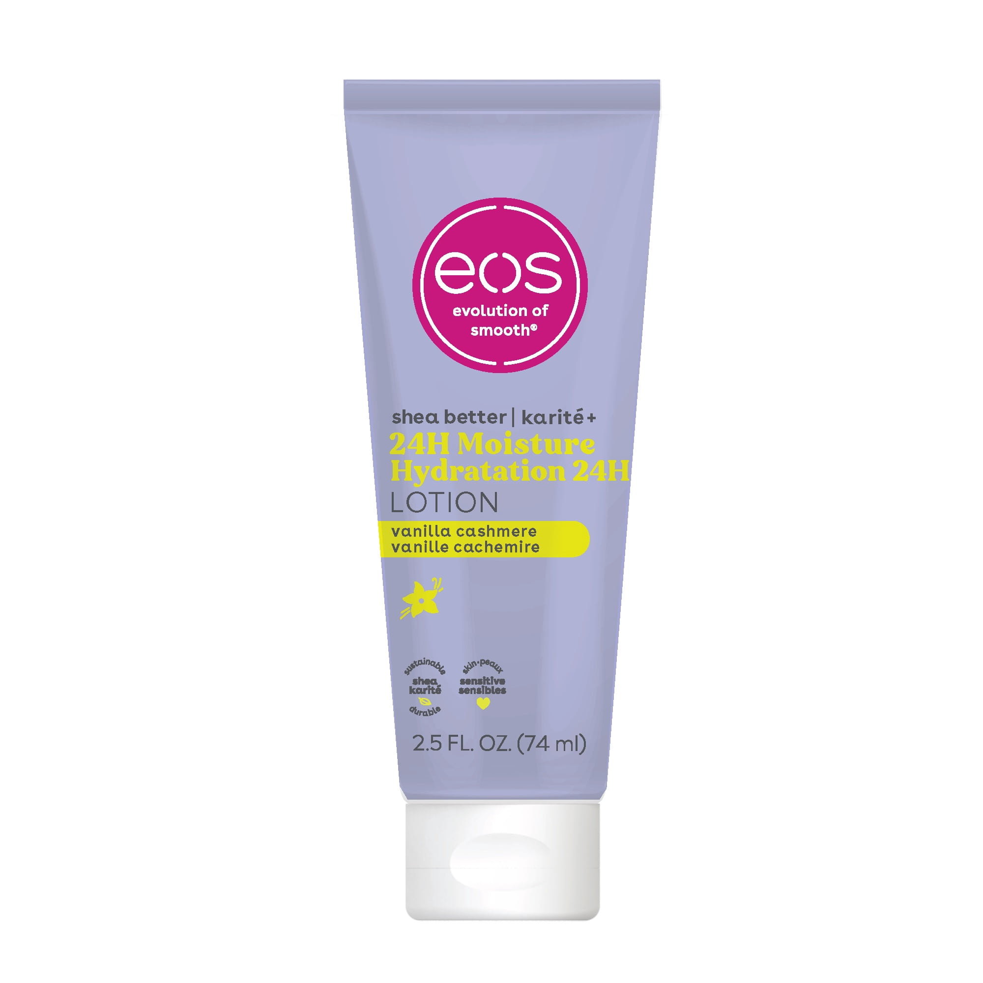 eos Karité Hydration 24H Lotion, pour peaux séches, Vanilla Cachemire, Format Voyage