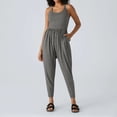 thumbnail image 5 of JULMCOMO Jumpsuits for Women Scoop Neck Cross Back Casual Overalls Sleeveless Elastic Waisted Summer Harem Pants with Pockets Gray 2XL, 5 of 7