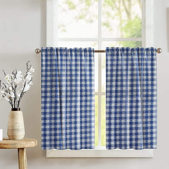 Cotton Tavern Gingham Check Café Tier Curtains Window Treatment Kitchen Home Décor