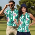 thumbnail image 2 of Yuyamidu Matching Couple Golf Shirts American Flag Golf Ball Sleeveless Golf Tank Tops for Women Men Athletic Golf Wear Green Palm Leaves Quick Dry Couple's Golf Apparel, Men's XL, 2 of 6