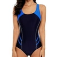 thumbnail image 1 of Women One Piece Swimsuits Athletic Racerback Swimwear Training Exercise Slimming Bathing Suit, Blue, 1 of 8