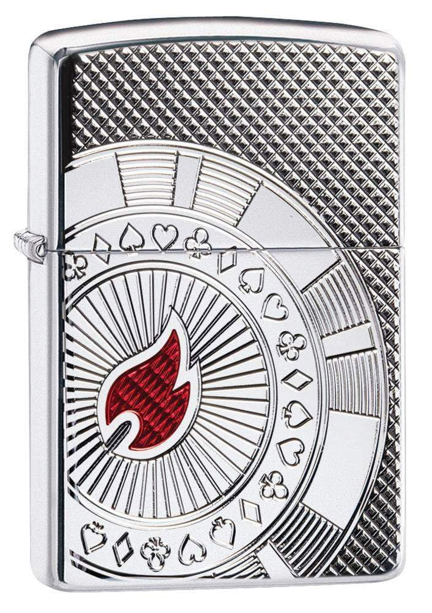 Zippo Armor High Polish Chrome Refillable Fancy Poker Chip