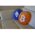 thumbnail image 4 of Bitcoin Pillow - Embroidered Round Stuffed Plush Crypto Pillow by BlockCraft.Shop BTC Plush Pillow, 4 of 5