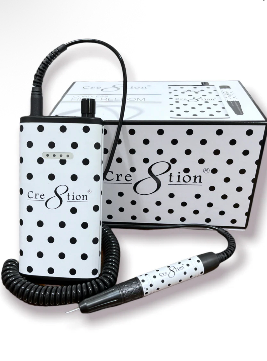 Cre8tion Portable Electric Nail Drill Machine 35000 RPM, Compact Efile Electrical Professional File Kit for Acrylic Gel Nails