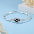 thumbnail image 4 of Original 925 Sterling Silver Bracelets Bangles Crystal Ball Love Heart Clasp Beads Charms Moments Bracelet For Women DIY Jewelry, 4 of 5