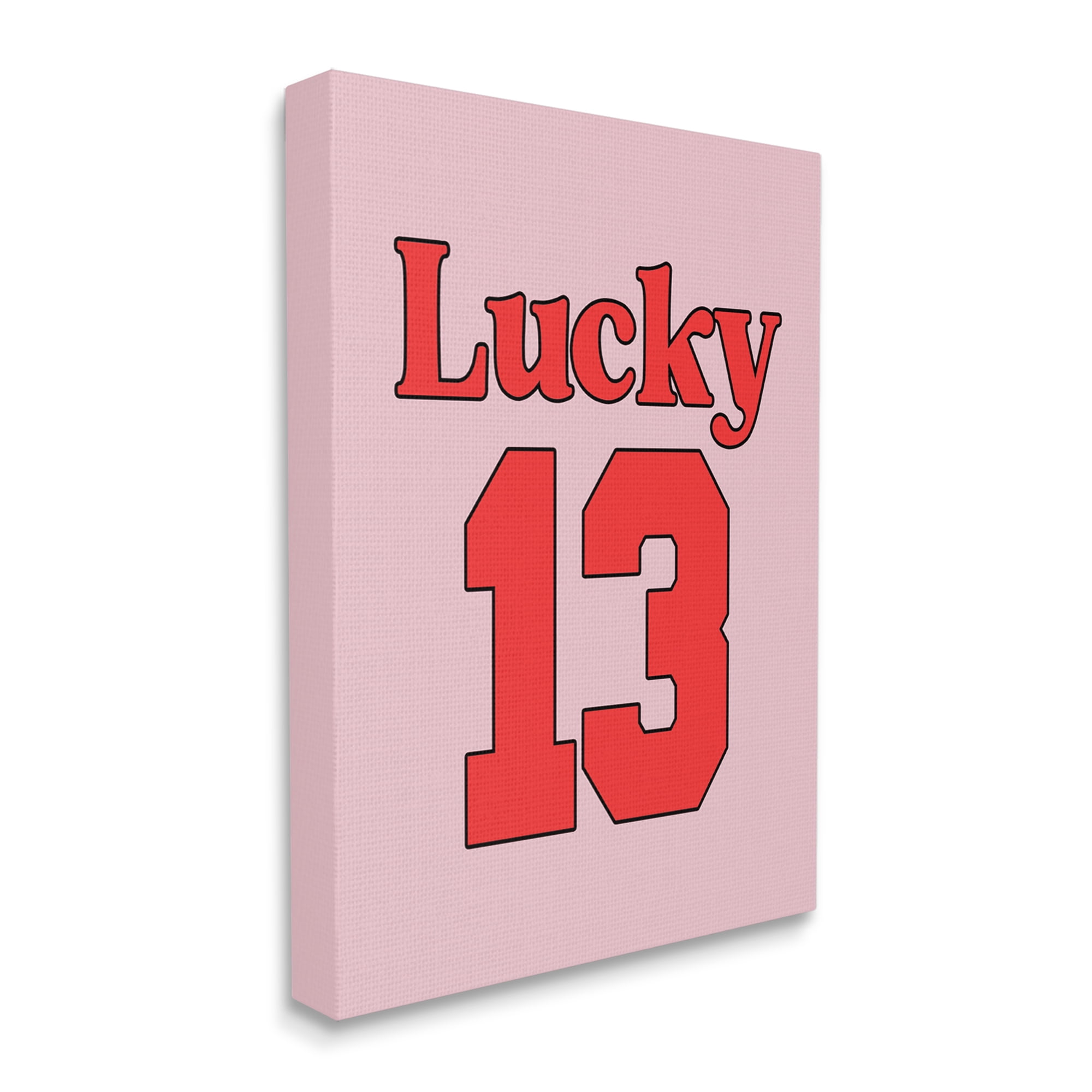 Stupell Industries Lucky 13 Varsity Text Typography Painting Gallery Wrapped Canvas Art Print Wall Art, 30 x 40