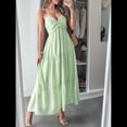thumbnail image 4 of Vestido de Verano Sin Mangas con Cuello Halter para Mujer, Estilo Bohemio, Informal, con Espalda Descubierta y Fluido Verde M, 4 of 8