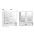 thumbnail image 2 of 22" x 23" Bathroom Wall Mounted Cabinet With Double Door Mirror, Adjustable Shelf and Open Shelf, Indoor Stylish & Functional Organizer For Kitche, Living Room, Bathroom, Easy Install, White, 2 of 9