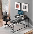 thumbnail image 2 of VECELO L-Shaped Computer Desk and Chair Set, Writing Desk For Home Office, Black, 2 of 11