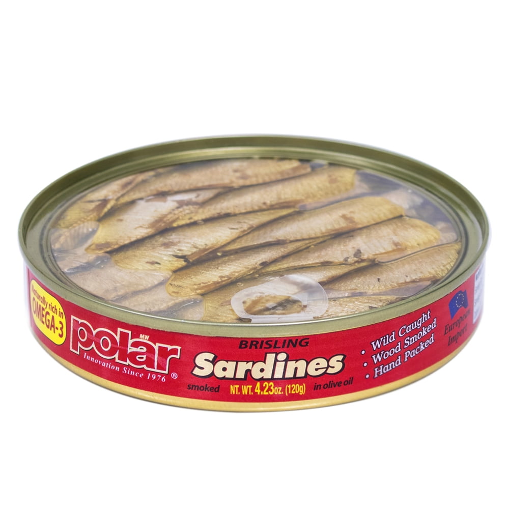 Polar Smoked Brisling Sardine in Olive Oil with Plastic Clear Top, 4.23 oz