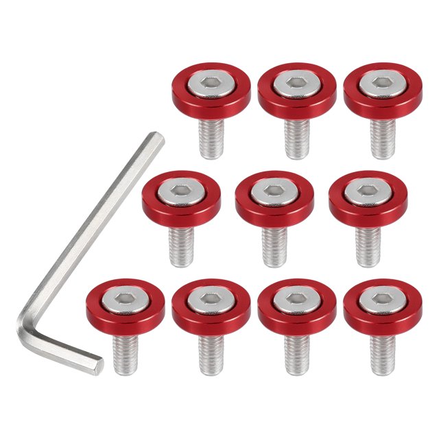 Unique Bargains 1 Set Finishing Countersunk Fender Bumper Washers Engine Bay Fastener Tool Kit for Car Motorcycle Red