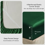 MR&HM Satin Sheet Set Queen 4 Pcs, Silky Elegant Luxurious Queen Size Bed Sheets, with Flat Sheet, Deep Pocket Fitted Sheet for Mattress and Matching Satin Pillow Cases (Queen Size, Dark Green)