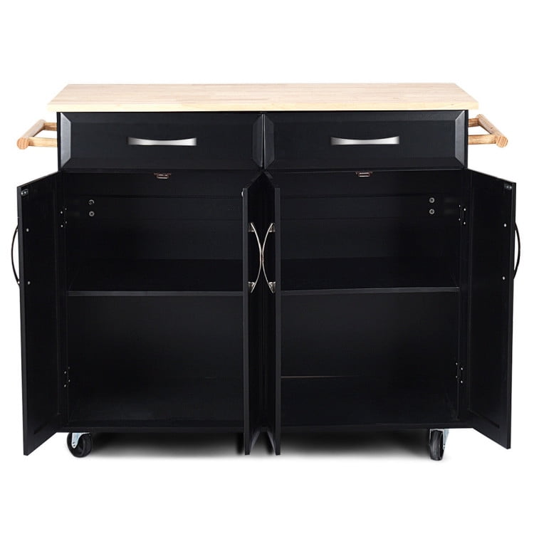Finihen Rolling Storage Cabinet Cart, Kitchen Island Cart, Wood Top Rolling Kitchen Trolley Island Cart Storage Cabinet, for Kitchen, Dining Room, Black Finihen Rolling Storage Cabinet Cart, Kitchen Island Cart, Wood Top Rolling Kitchen Trolley Island Cart Storage Cabinet, for Kitchen, Dining Room, Black