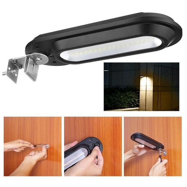 Luz de calle solar de 18 LED al aire libre, impermeable, IP65, lámpara de inundación de seguridad, anochecer, amanecer, patio, valla, puerta de entrad Un blanco cálido Macarena luces de la calle al aire libre